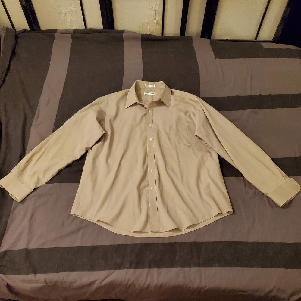 Pierre Cardin Size 34/35 Neck 17 Tan Long Sleeve Collared Dress Shirt
